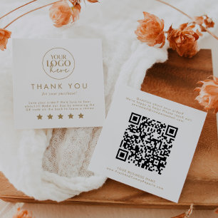 Chic Gold Typography Logo QR Code Leave A Review Square Business Card