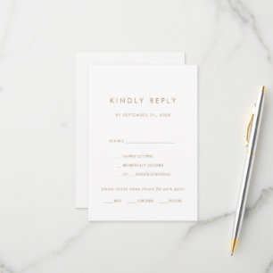 Chic Gold Typography Menu Choice RSVP Card