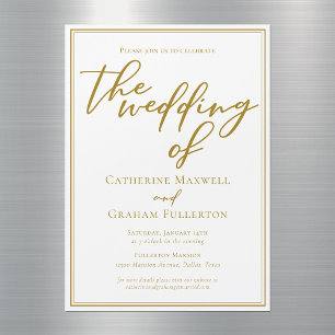 Chic Gold Typography Minimalist Wedding Magnetic Invitation