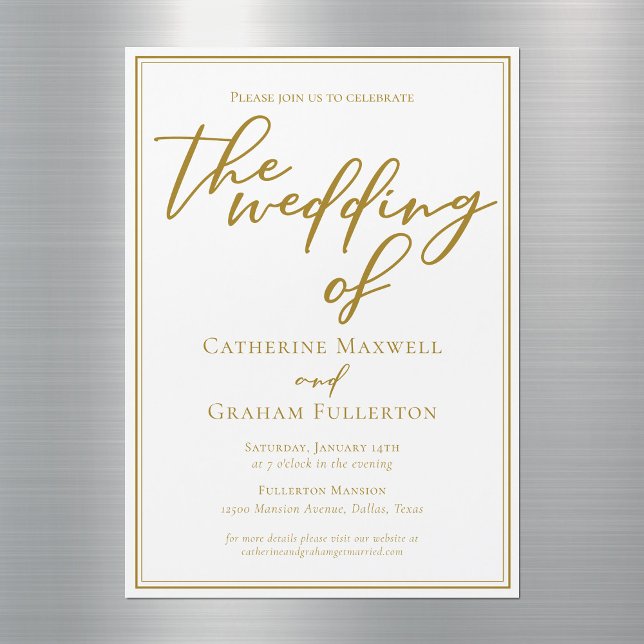 Chic Gold Typography Minimalist Wedding Magnetic Invitation (Creator Uploaded)
