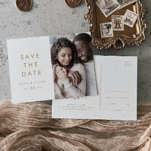 Chic Gold Typography Photo Save the Date Invitation Postcard