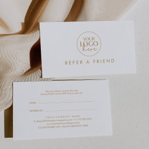 Chic Gold Typography Refer a Friend Business Logo Referral Card
