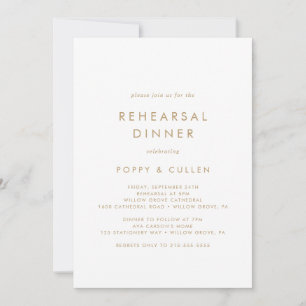 Chic Gold Typography Rehearsal Dinner Invitation