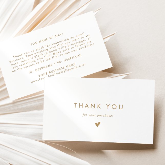 Chic Gold Typography Thank You Business Card (Creator Uploaded)