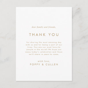 Chic Gold Typography Thank You Reception Card