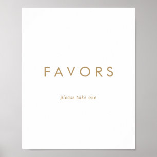 Chic Gold Typography Wedding Favours Sign