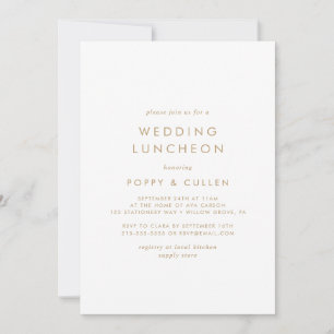 Chic Gold Typography Wedding Luncheon Invitation