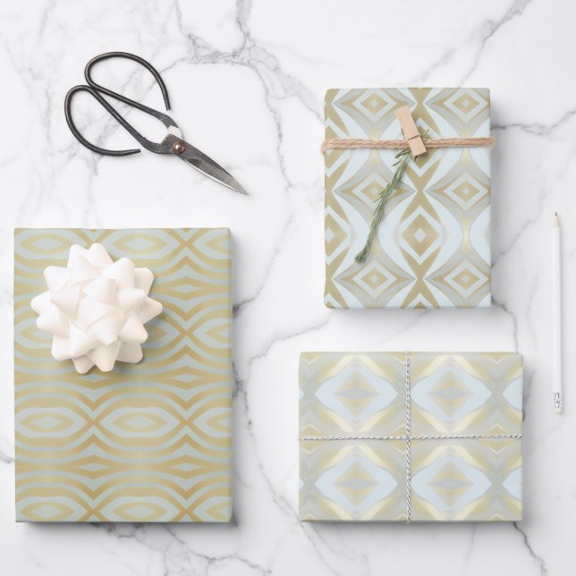Chic Gold Varied Patterned  Wrapping Paper Sheet (Front)