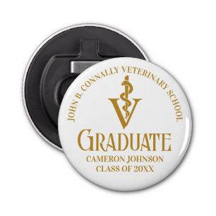 Chic Gold Veterinary School Graduation Party Bottle Opener