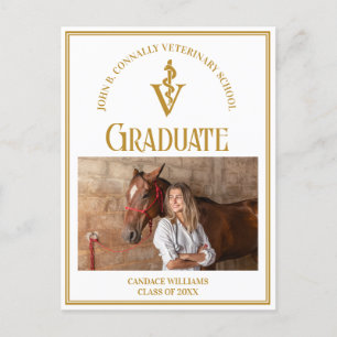 Chic Gold Veterinary School Photo Graduation Announcement Postcard