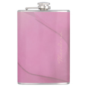 Chic Gold Violet Floral Hip Flask