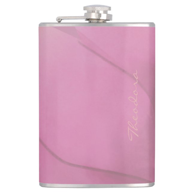 Chic Gold Violet Floral Hip Flask (Front)