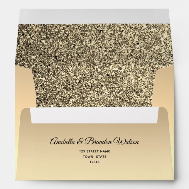 Chic Gold Wedding Envelope (Back (Bottom))