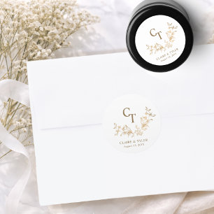 Chic Gold Wedding Monogram Envelope Seal / Favour
