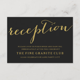 Chic Gold Wedding Reception Card