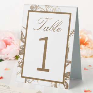 Chic Gold & White Faux Metal Floral Photo Wedding