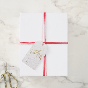 Chic Gold & White Joy Christmas Holiday Gift Tags