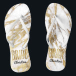Chic Gold White Marble Bride Wedding Bachelorette Thongs<br><div class="desc">Elegant,  chic,  and modern faux printed gold and white marble patterns,  Bride keepsake flip flops. This classic and sophisticated design is perfect for the classy,  trendy,  and stylish Bride. Wear them to your bachelorette party or any pre-wedding event. All photo print design.</div>