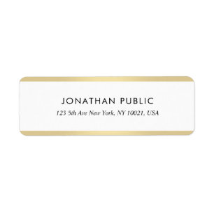 Chic Gold & White Minimalist Design Return Address Label