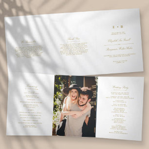 Chic Gold & White Wedding Tri-Fold Programme