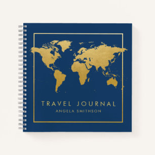 Chic Gold World Map Travel Journal Notebook