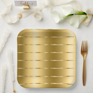 Chic Gold Yellow Ribbon Bridal Shower Paper Plate