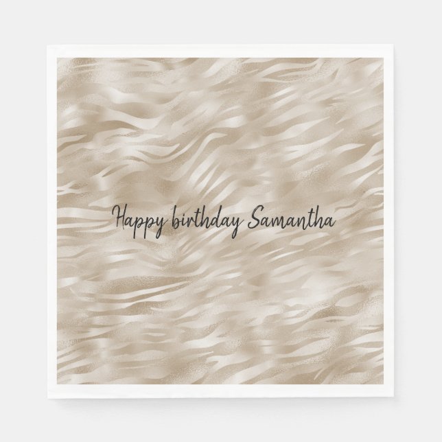 Chic Gold Zebra Print Napkin (Front)