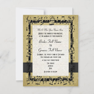 Chic golden elegant music sheet formal wedding invitation