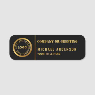 Chic Golden Logo Corporate Professional Employee Name Tag
