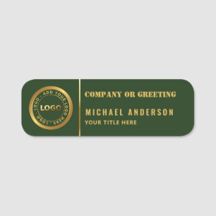 Chic Golden Logo Corporate Professional Employee Name Tag