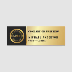Chic Golden Logo Corporate Professional Employee Name Tag