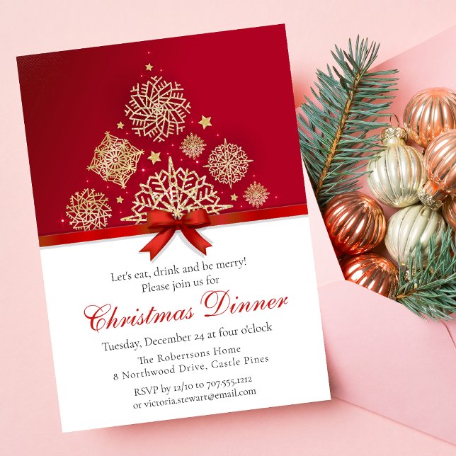 Chic Golden Mandala Christmas Dinner Party Invitation (Creator Uploaded)