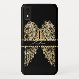 Chic Golden n Diamond Jewel Angel Wings Bling Case-Mate iPhone Case