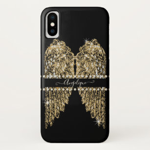 Chic Golden n Diamond Jewel Angel Wings Bling Case-Mate iPhone Case