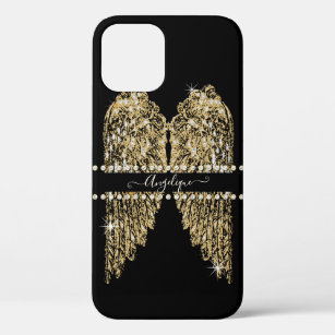Chic Golden n Diamond Jewel Angel Wings Bling iPhone 12 Pro Case