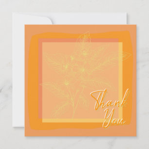 Chic Golden Orange Floral OrangeText Thank You Card