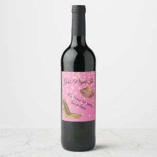 Chic Golden Stilettos Pink Wine Label