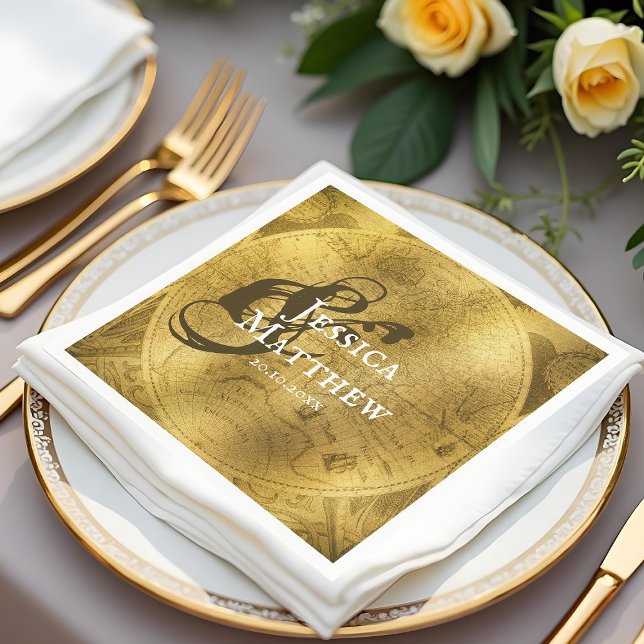Chic Golden Wedding  Napkin (Chic Golden Wedding Napkins)