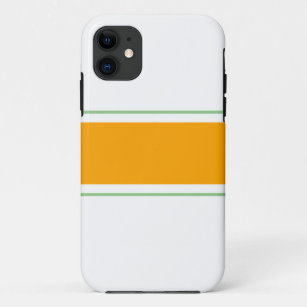 Chic Golden Yellow Sage Racing Stripes On White Case-Mate iPhone Case