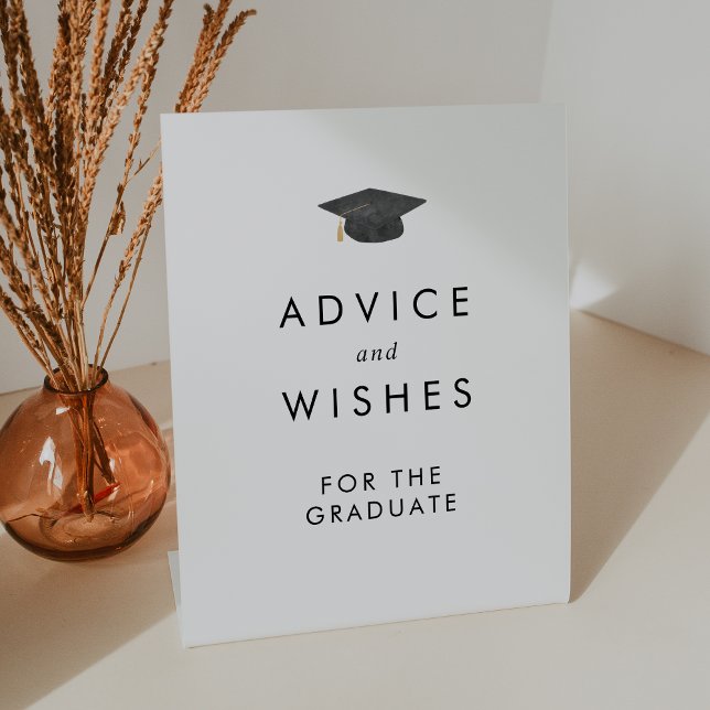Chic Grad Cap Advice and Wishes Graduation Pedestal Sign (Creator Uploaded)