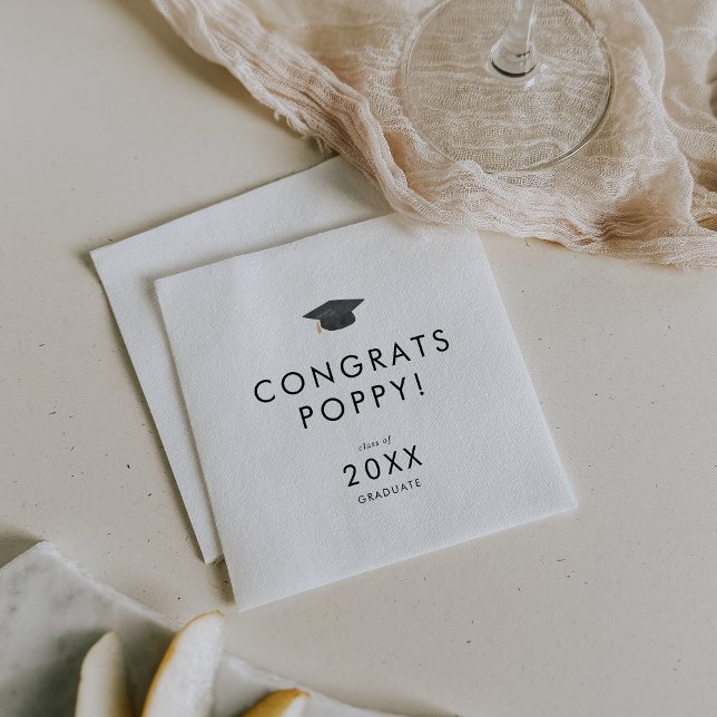 Chic Grad Cap Congrats Graduation Napkin (Creator Uploaded)