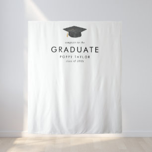 Chic Grad Cap Graduate Graduation Photo Backdrop Tapestry