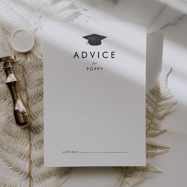 Chic Grad Cap Graduation Party Advice Card (Creator Uploaded)