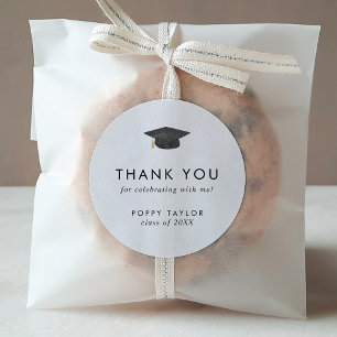 Chic Grad Cap Thank You Graduation Favor Sticker