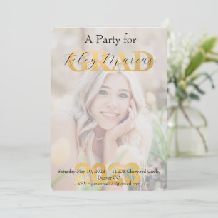 Chic Grad Photo Overlay Gold Party Invite