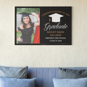 Chic Graduate Photo 2025 Black Graduation Party Poster