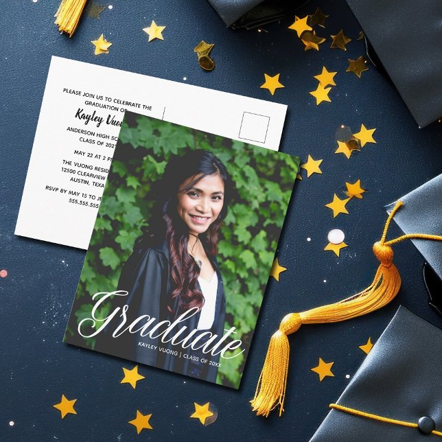 Chic Graduate Photo 2025 Graduation Announcement Postcard (Creator Uploaded)