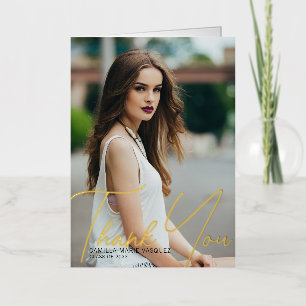 Chic Graduate Photo Graduation Thank You Gold Foil Greeting Card