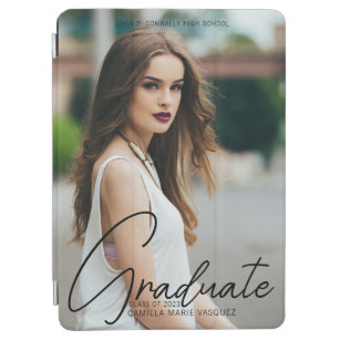 Chic Graduate Photo Trendy Script 2024 Graduation iPad Air Cover