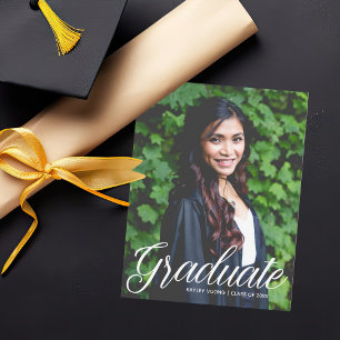 Chic Graduate White Typography Overlay 2025 Photo Announcement